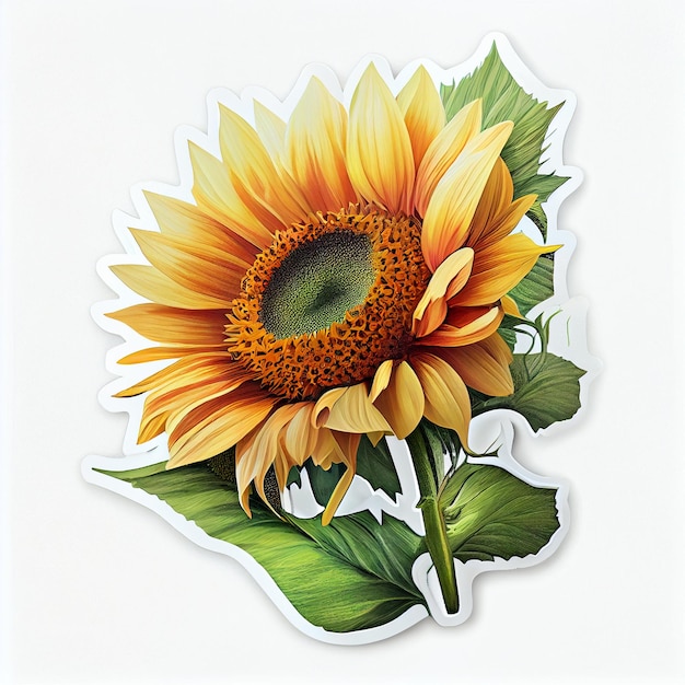 Abstract sunflower sticker Digital illustration AI