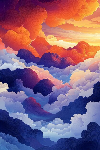 Photo abstract sunset over clouds