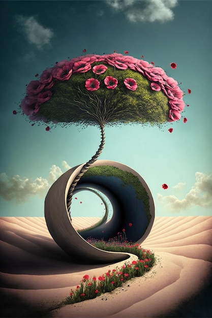 Abstract surrealism nature art like Dali Generative Ai