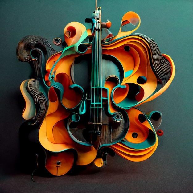 Abstract surrealistic violin generative ai