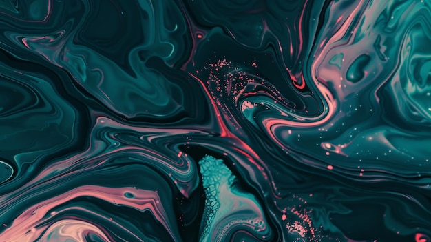 Photo abstract swirl pattern in teal pink and black