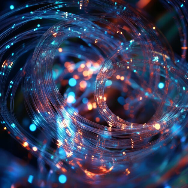 Photo abstract swirling blue and orange light trails