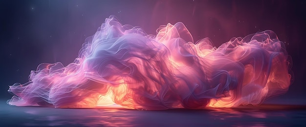 Abstract swirling cloud of pink and orange light