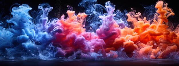 Abstract Swirling Colors of Blue Orange and Pink