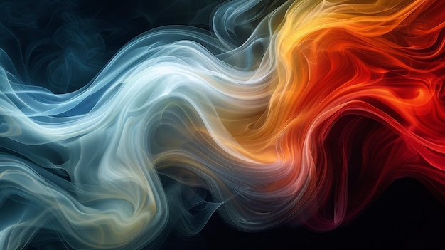 Abstract Swirling Colors Blue Orange and Red Abstract Design