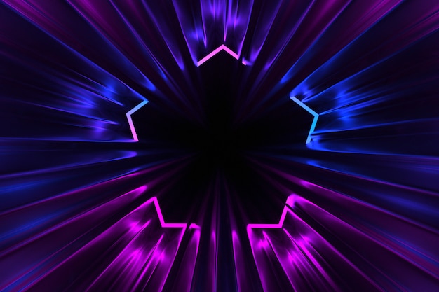 Abstract swirling corridor illuminated by neon lights 3D illustration