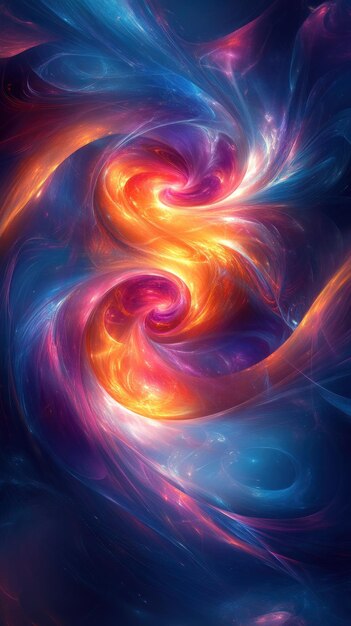 Abstract Swirling Cosmic Nebula with Vibrant Colors