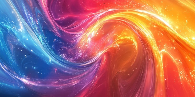 Abstract Swirling Galaxy with Vibrant Colors and Glowing Particles