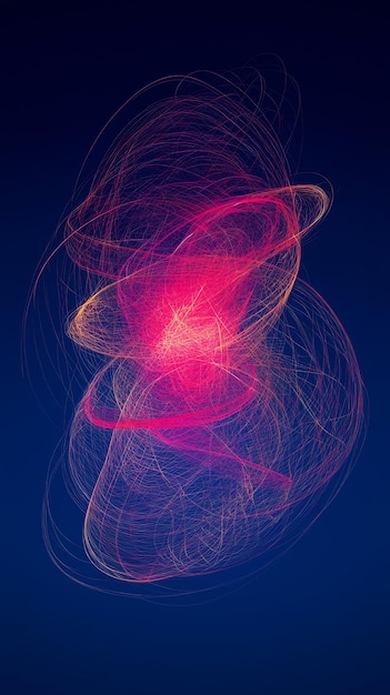 Abstract Swirling Light in Pink and Red on a Dark Blue Background