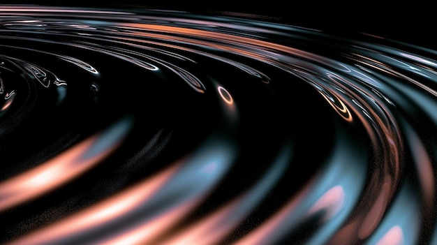 Abstract swirling light trails creating colorful pattern on black background