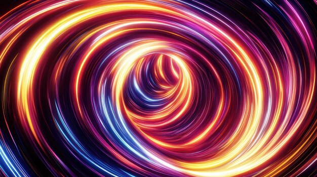 Photo abstract swirling light tunnel with colorful neon colors