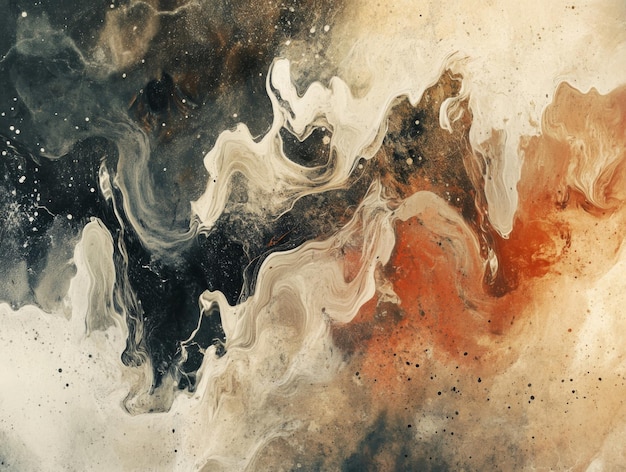 Photo abstract swirling liquid art in shades of beige brown and black