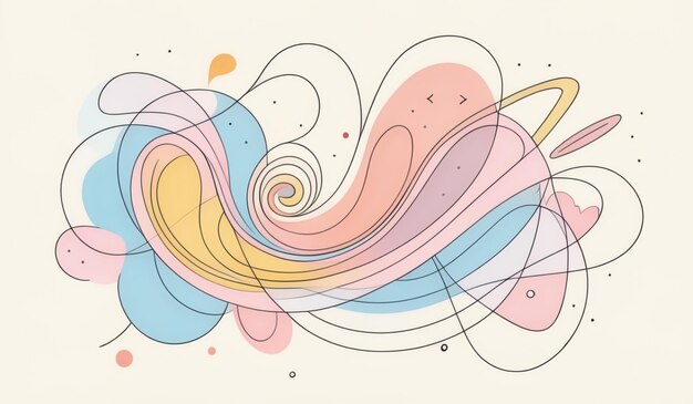 Photo abstract swirling shapes in pastel colors on a white background generate ai