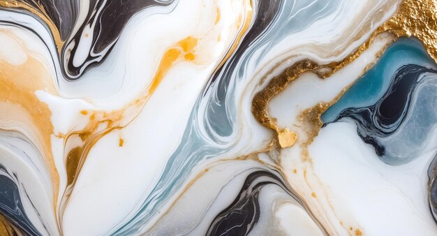 Photo abstract swirls of gold black white and blue