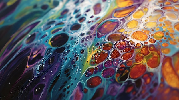 Abstract Swirls of Vibrant Colors in Liquid Form