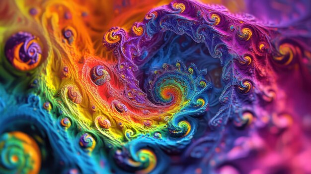 Photo abstract swirls of vibrant colors with a rainbow gradient