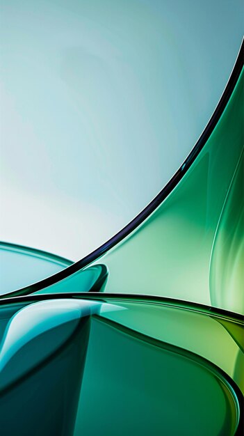 Photo abstract teal and blue glasslike curves and waves creating a smooth fluid design perfect for back