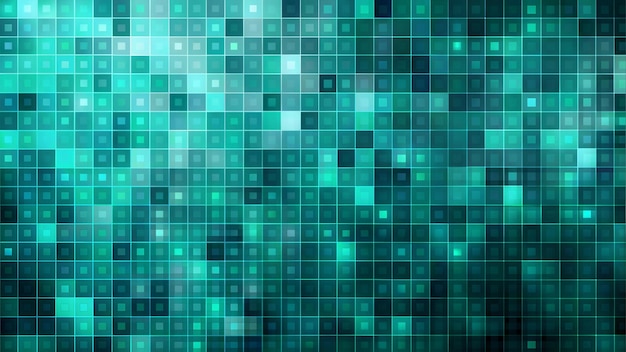 Photo abstract teal and blue square grid background