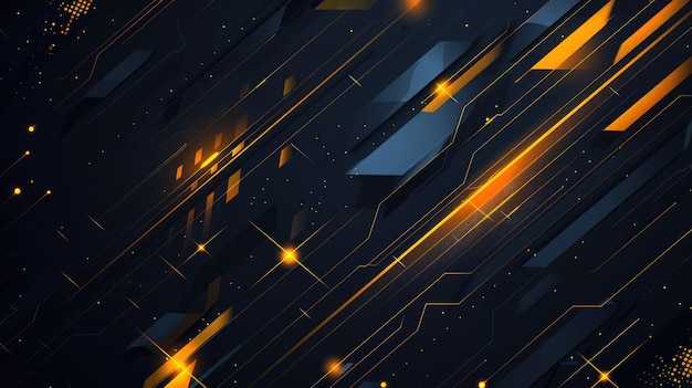 Abstract Tech Background with Blue and Orange Shapes