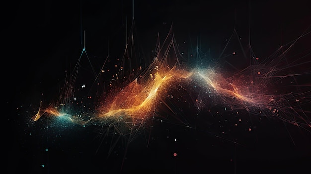 Abstract Technological Background with dynamic tech waves and glowing light effects