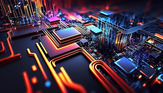 Abstract technology background chip circuit CPU motherboard illustration digital generative ai