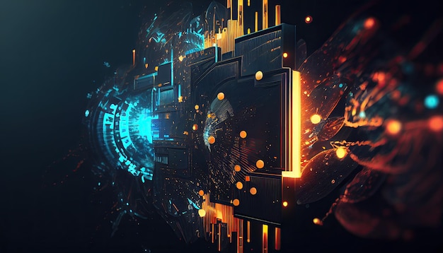 Abstract technology background circuit CPU motherboard illustration digital backdrop generative ai