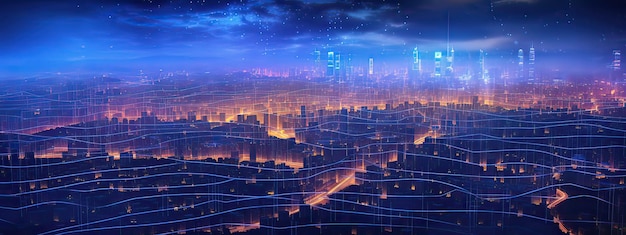 Abstract technology background of a digital computing system with connected cells and data network