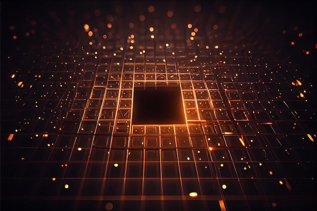 Abstract technology background Glowing place under the CPU Generative AI