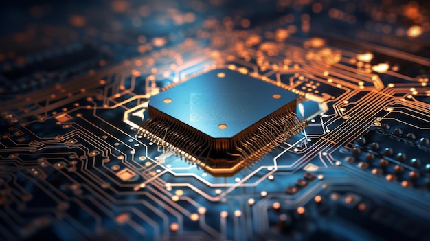 Abstract technology background of a quantum computing system with processor and electronic circuit