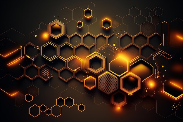 Abstract technology background with hexagons Illustration Generative AI