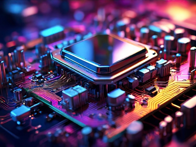 Abstract technology circuit design CPU motherboard of a computer board and processor created