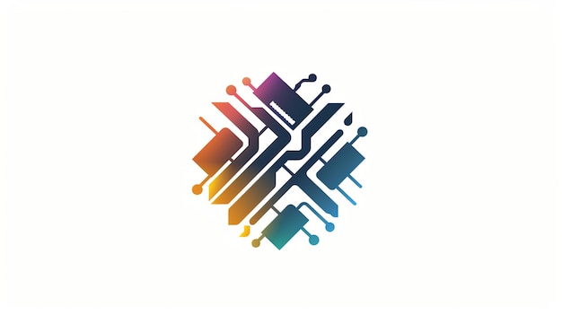 Abstract technology logo design colorful circuit board design