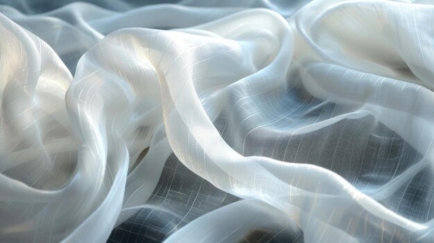 Photo abstract texture of white sheer fabric