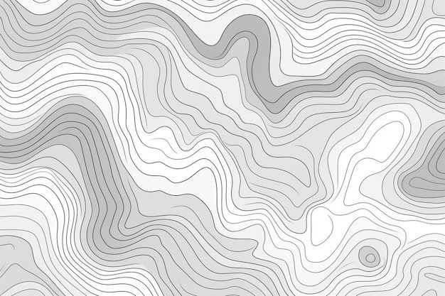 Photo abstract topographic contour line pattern in black and white flat