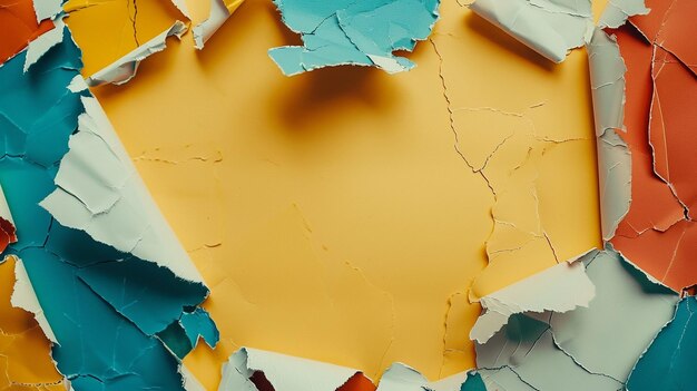 Abstract Torn Paper Fragments with Hole Artistic Background