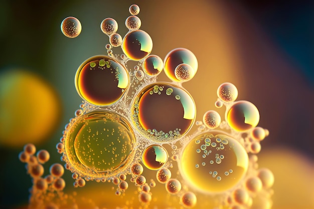 Abstract transparent molecule bubbles in facial skincare cosmetic product Beauty under the microscope Generative AI illustration