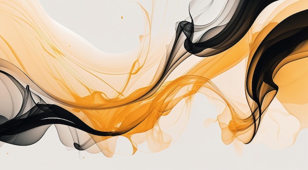 Abstract transparent orange and black flowing watercolor waves backgroundGenerative AI