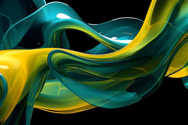 Abstract transparent plastic background combined with green cyan and yellow colors