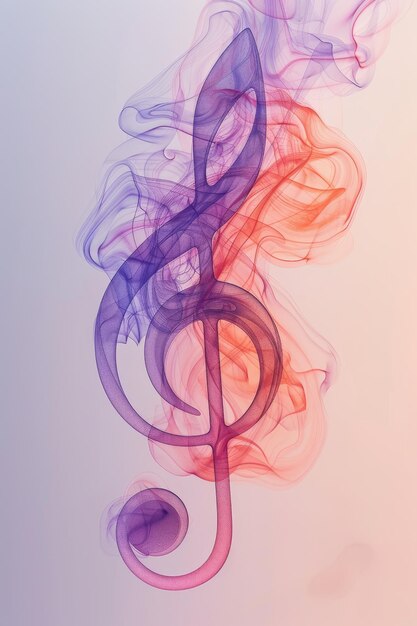 Photo abstract treble clef in smoke