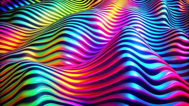 Abstract trendy neon colored psychedelic fluorescent striped zebra color waves textured neon background 1960s Style Color Waves backdrop