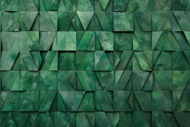 Abstract Triangular Dark Green Mosaic Tile Wallpaper