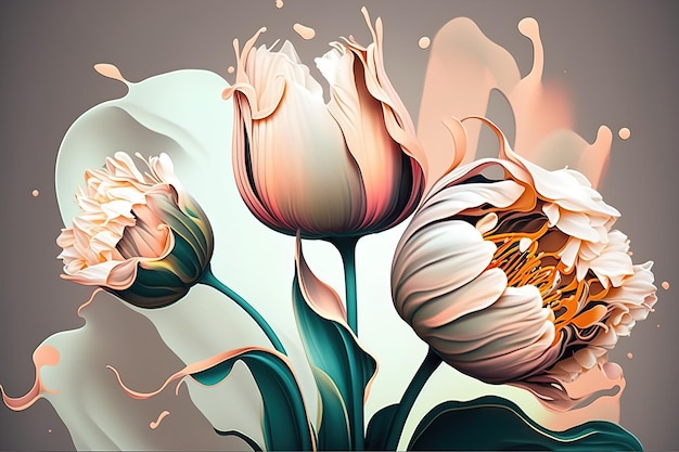 Abstract tulips Luxurious artistic flowers AI