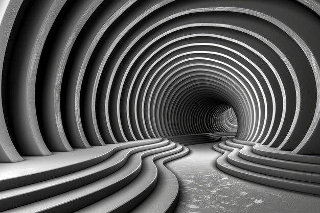 Photo abstract tunnel of arcs and steps