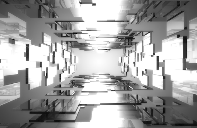 Abstract tunnel blocks construction. 3d illustration