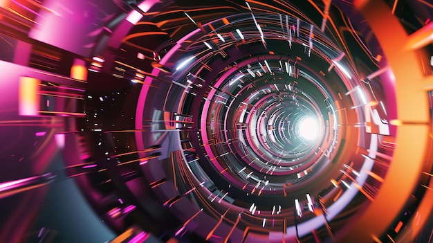 Abstract Tunnel of Light with Neon Colors