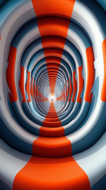 Abstract Tunnel of Orange and Blue Circles