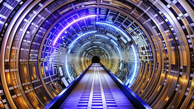 Photo abstract tunnel showing the future of digital