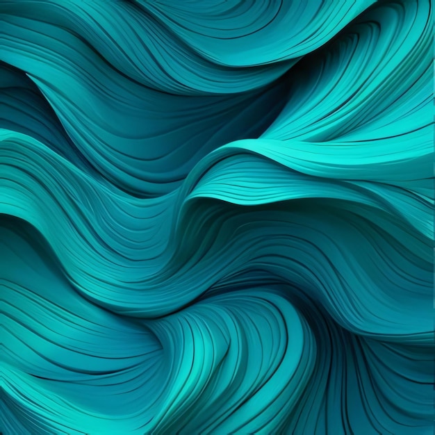 Abstract turquoise background with smooth wavy lines Vector illustration