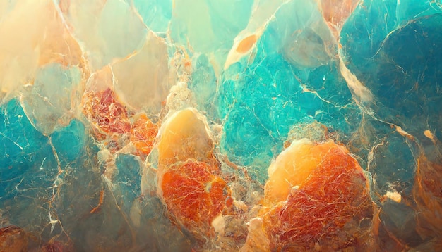 Abstract turquoise orange and pink marble wallpaperxA