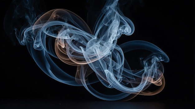 Photo abstract twisted smoke on black background